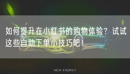 如何提升在小红书的购物体验？试试这些自助下单小技巧吧！