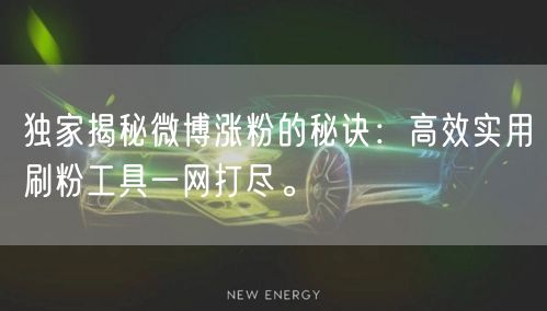 独家揭秘微博涨粉的秘诀：高效实用刷粉工具一网打尽。